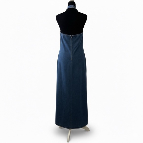 Vintage My Michelle Halter Dress 11/12 Denim 90s Boho Festival Y2K Casual Chic - Picture 2 of 10